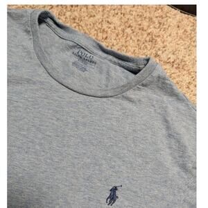 Polo Ralph Lauren T Shirt Mens M Gray Custom Fit Long Sleeve Pony Logo Crew Neck